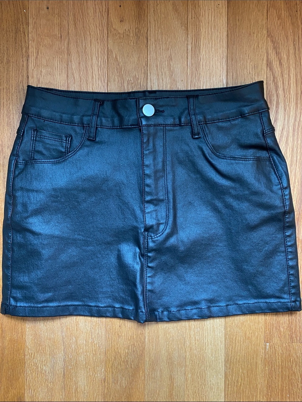 Sleek Black Faux Leather Mini Skirt